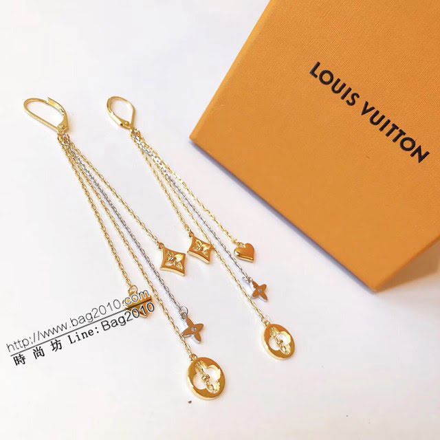 Louis Vuitton新款飾品 路易威登流蘇耳鉤 LV四葉草鏤空鏈條耳吊耳環耳釘  zglv1963